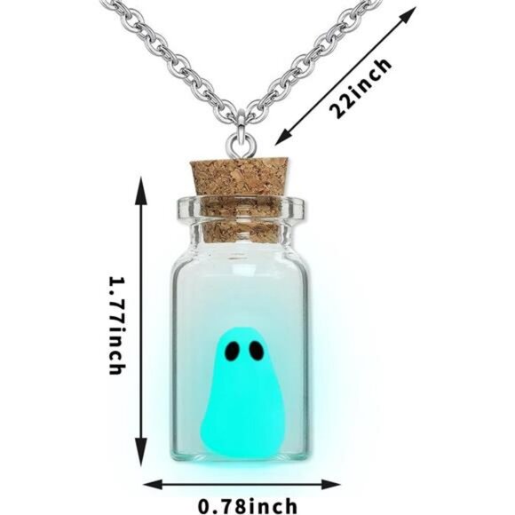Ghost Necklace, (Blue) The Adopt A Ghost in A Bottle Pendant Necklace Halloween - Picture 2 of 7